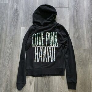 Victora Secret VS Love Pink  Hawaii Sequins Black Sz XS Womens Rare‎ Hoodie